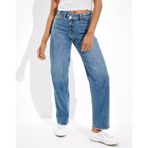 AEO Crossover Waist Highest Rise Medium Wash Baggy Jean